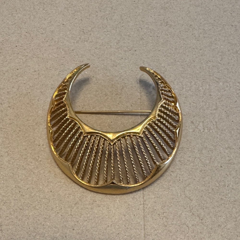 Monet Gold Crescent Brooch